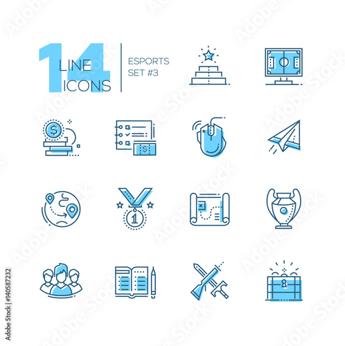 Esports - coloured modern single line icons set