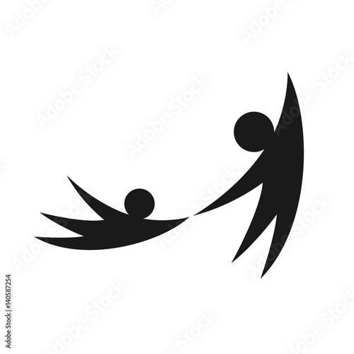 couple in love. swoosh person logo vector. team work.