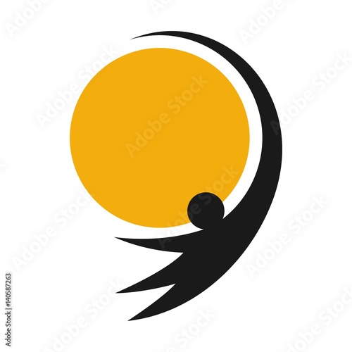 couple in love. swoosh person logo vector. team work.