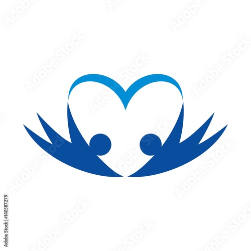 couple in love. swoosh person logo vector. team work.