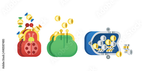 Flat money wallet icon check list making purchase cash business currency finance payment and purse savings bank commerce dollar economy vector illustration.
