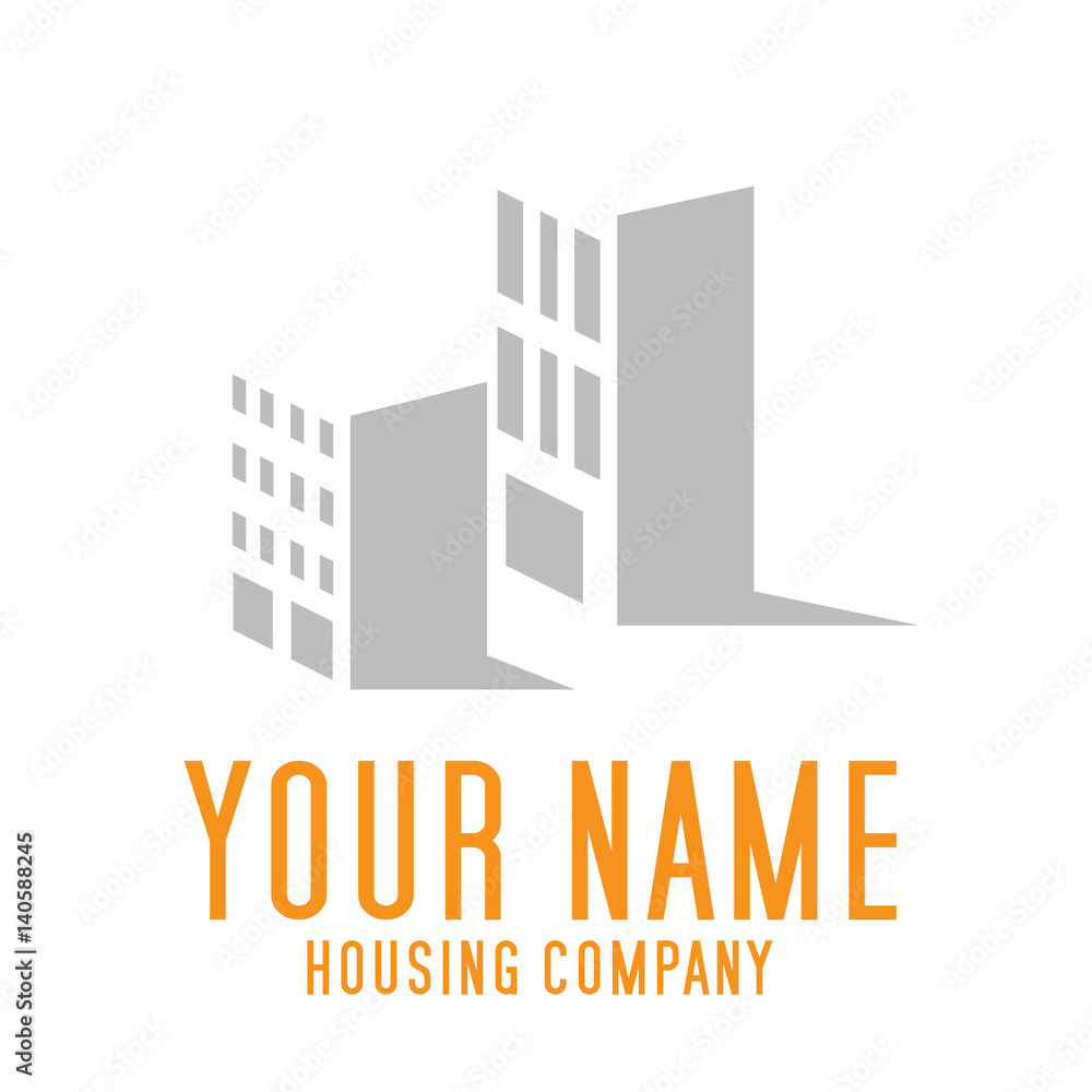 Simple residential district,  buildings in district. Vector sign