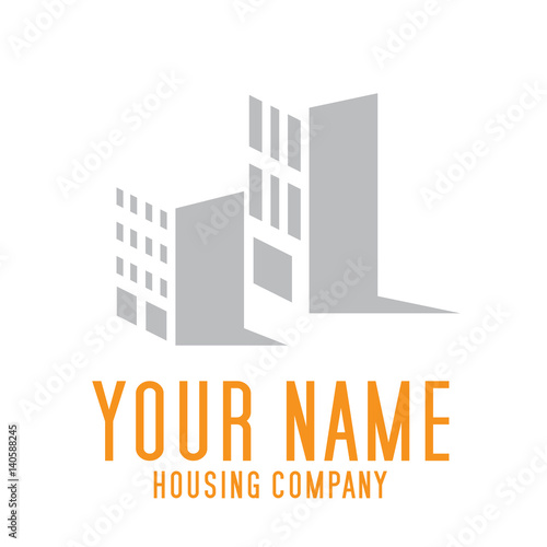 Simple residential district,  buildings in district. Vector sign