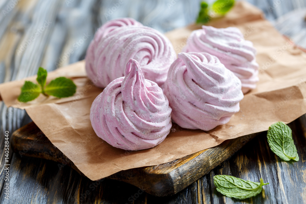 Homemade marshmallow with apples and black currant. Homemade marshmallow with apples and black currant.
