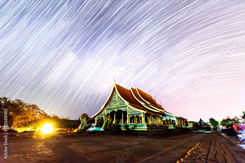 star trails at the Thai church / star trails on the sky