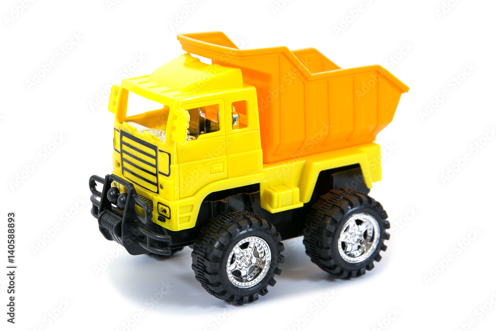 yellow pickup truck toy.Truck toy isolated yellow pickup truck toy.Truck toy isolated