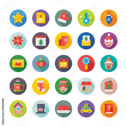 Christmas, Party and Celebrations Vector Icons 11