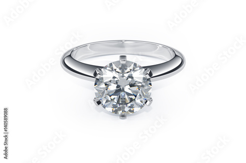 Diamond Ring on the white background. 
