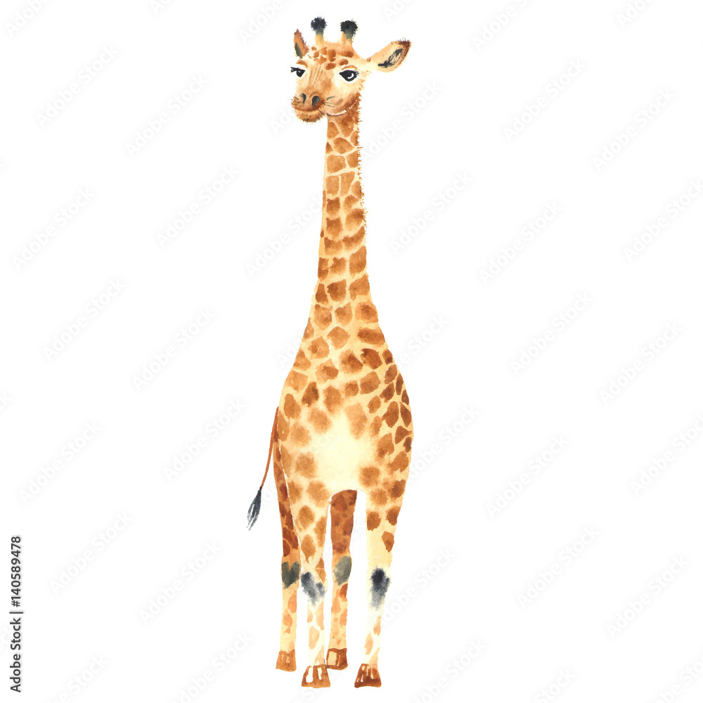 Obraz premium żyrafa dziecka akwarela