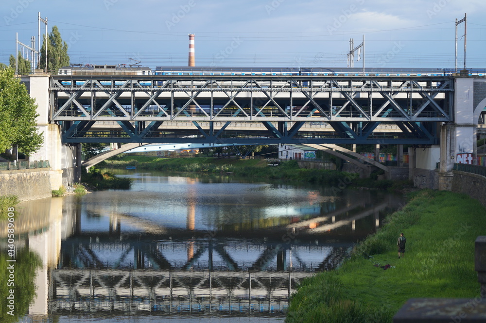 train bridge above the river