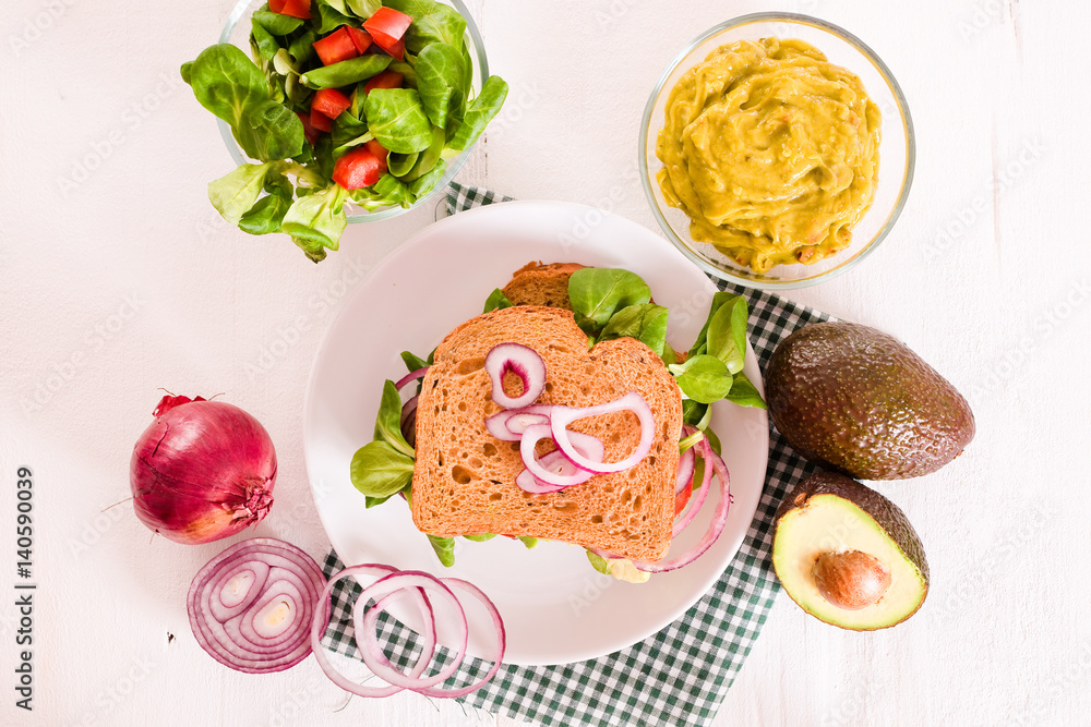 Veggie toast with avocado. Veggie toast with avocado.