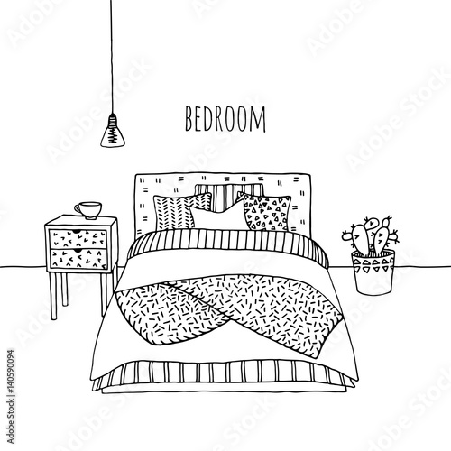 Vector interior of a bedroom