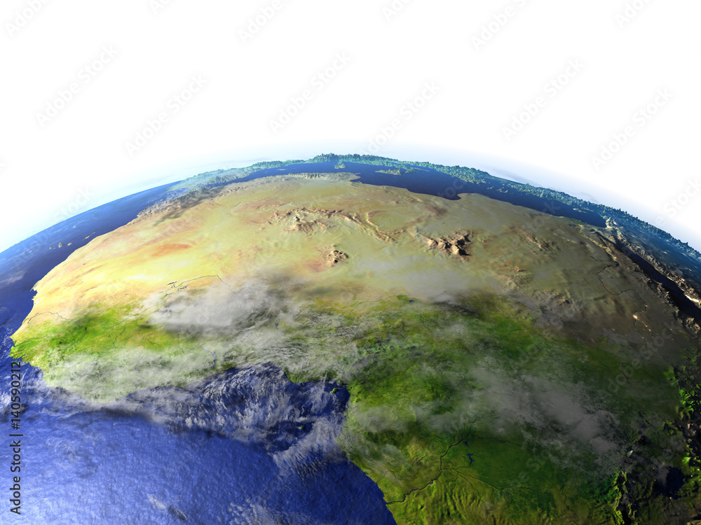 Fototapeta premium North Africa on realistic model of Earth