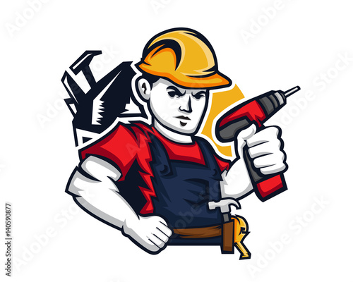 Modern Occupation People Cartoon Logo - Handyman