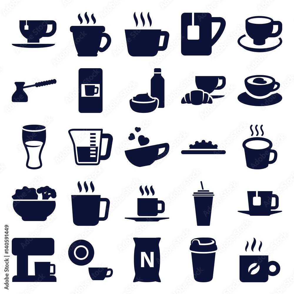 Set of 25 coffee filled icons