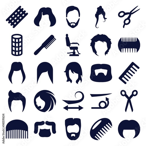 Set of 25 haircut filled icons