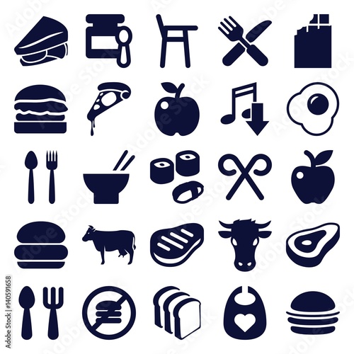 Set of 25 eat filled icons