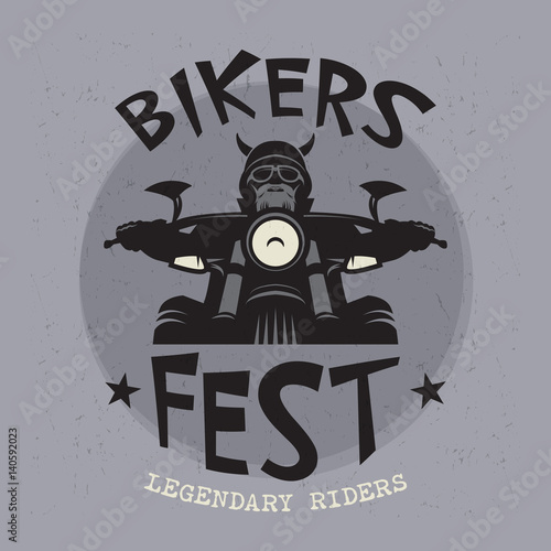 Biker riding a motorcycle. Bikers event or festival emblem