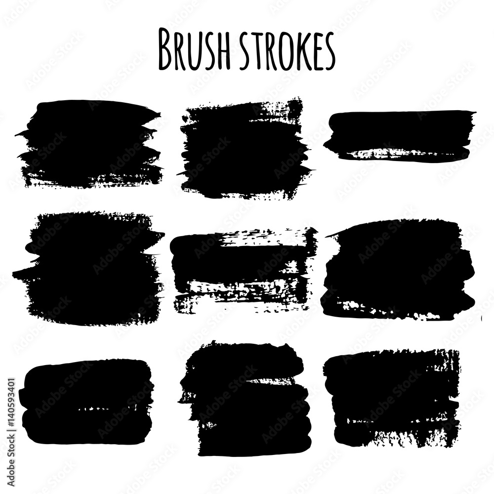 Vector set of 9 brush strokes Vector set of 9 brush strokes