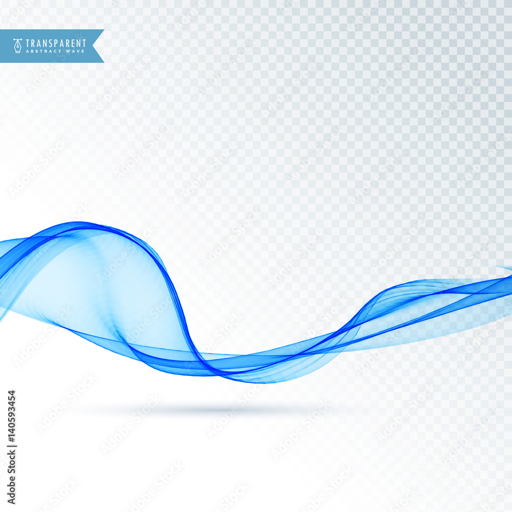 smooth blue wave flowing on transparent background Stock Vector | Adobe ...