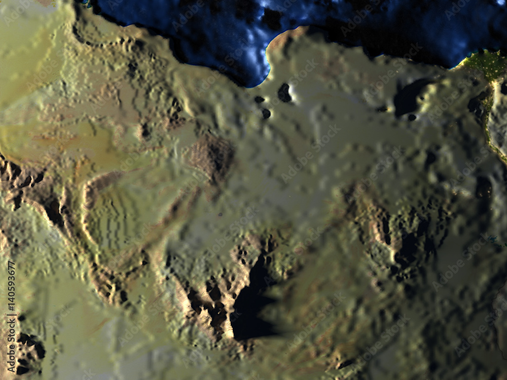 Fototapeta premium Egypt on Earth at night - visible ocean floor