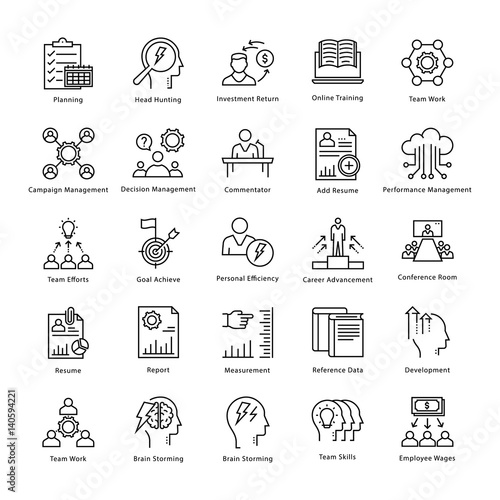 Business Management and Growth Vector Line Icons 16