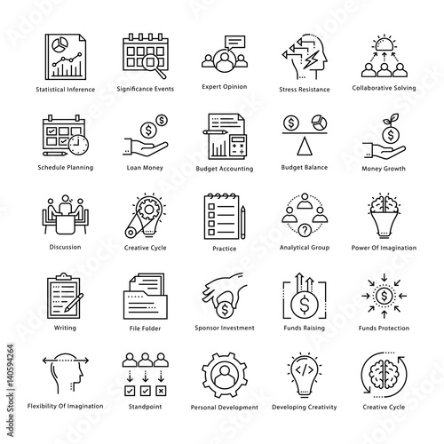 Business Management and Growth Vector Line Icons 18