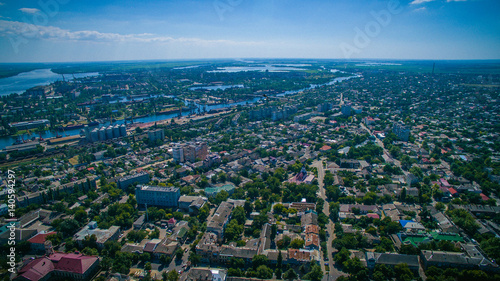 aerial view of the city near the river