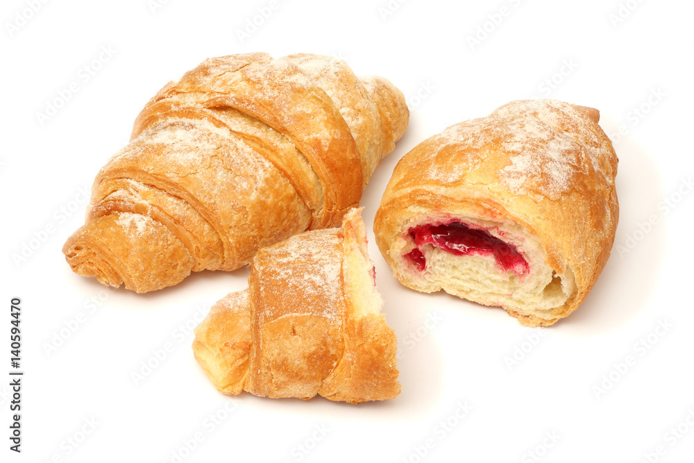 fresh croissant isolated on white background fresh croissant isolated on white background