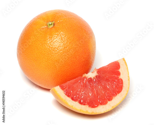 Slices grapefruit isolated on white background