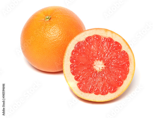 Slices grapefruit isolated on white background