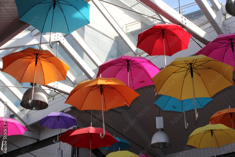 Colorful Umbrellas at the ceiling