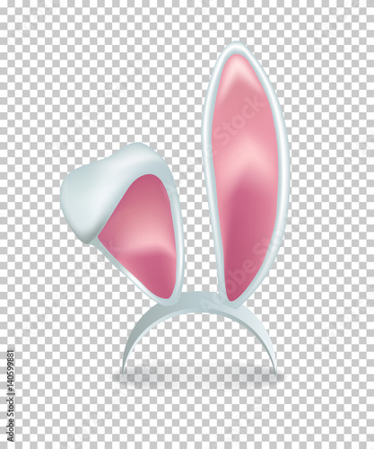 Vector pink rabbit ears isolated on transparent background.  