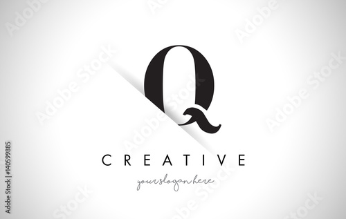 Q Letter Logo Design with Creative Paper Cut