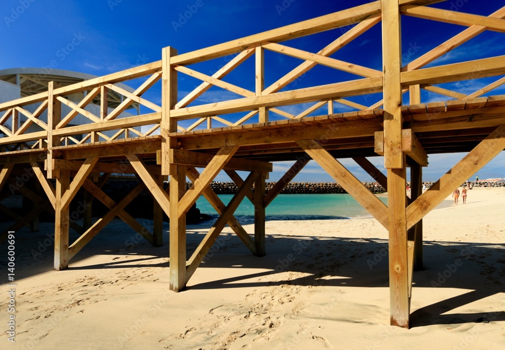 pontoon on the  beach Santa Maria, Sal Island , CAPE VERDE







