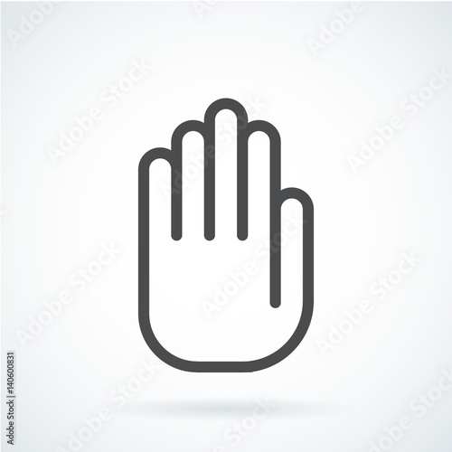 Black flat icon gesture hand of a human stop, palm.