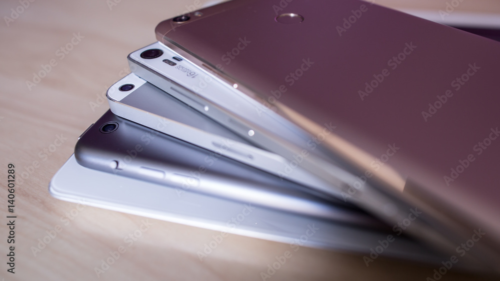 Several smartphones of different sizes. Camera smartphone. Several smartphones of different sizes. Camera smartphone.