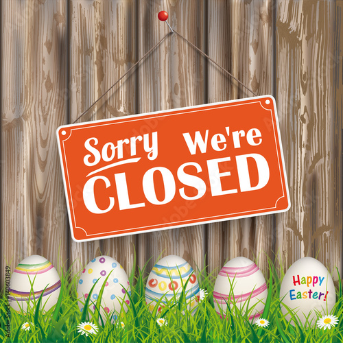 Easter Eggs Grass Worn Wood Closed