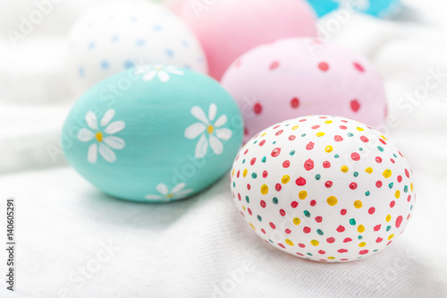 Easter background with eggs and copyspace. Happy Easter!.