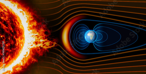 Campo magnetico terrestre, Terra, vento solare, flusso di particelle, sole photo