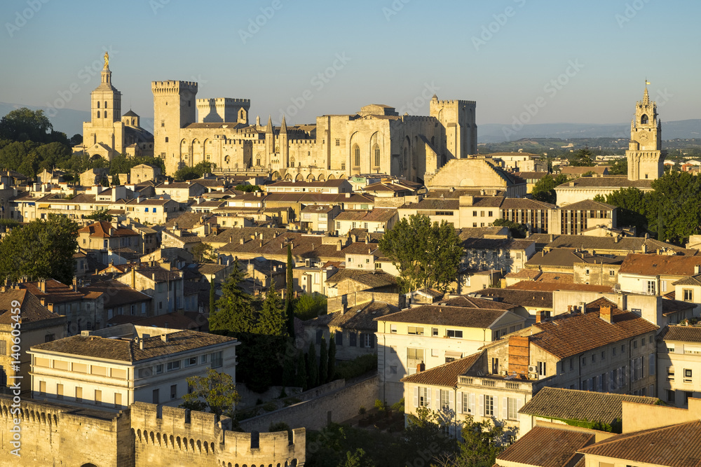 Exterior of Palais des Papes, UNESCO World Heritage Site, and church, Avignon, Vaucluse, Provence, France, Europe
