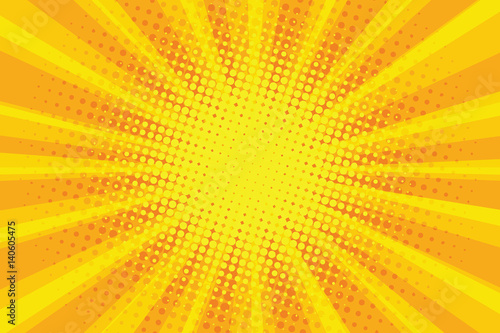 yellow orange sun pop art retro rays background