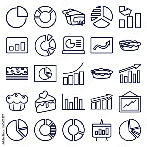 Set of 25 pie outline icons