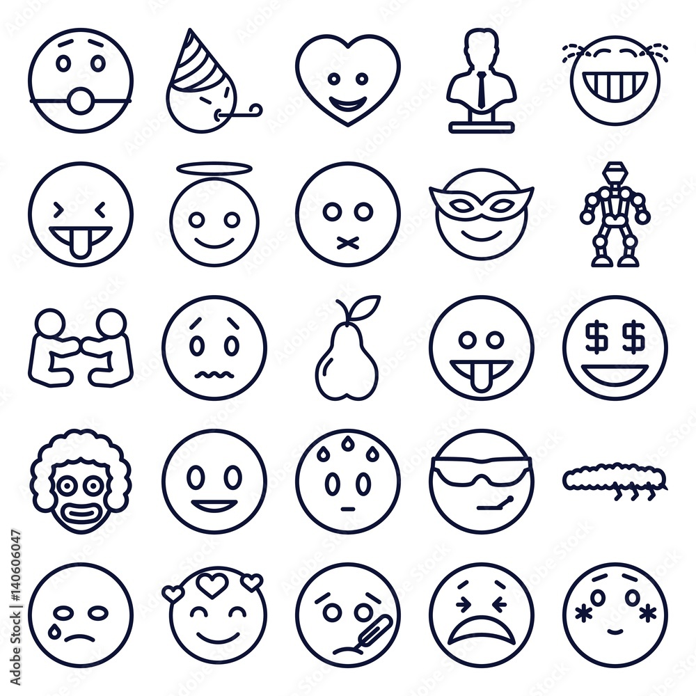Set of 25 character outline icons Set of 25 character outline icons