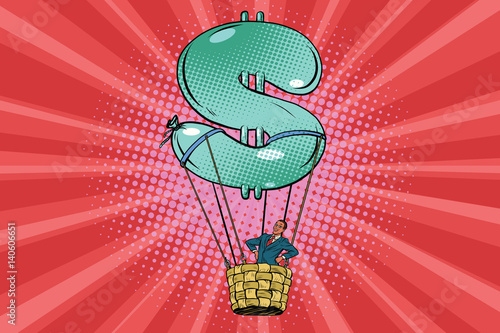 businessman in a hot air balloon dollar