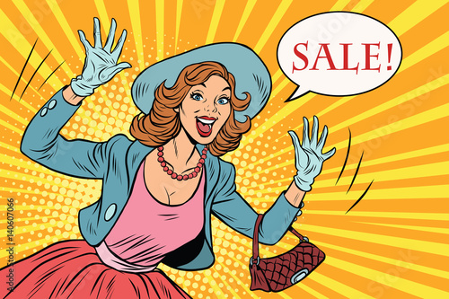 Retro lady enjoys the sale