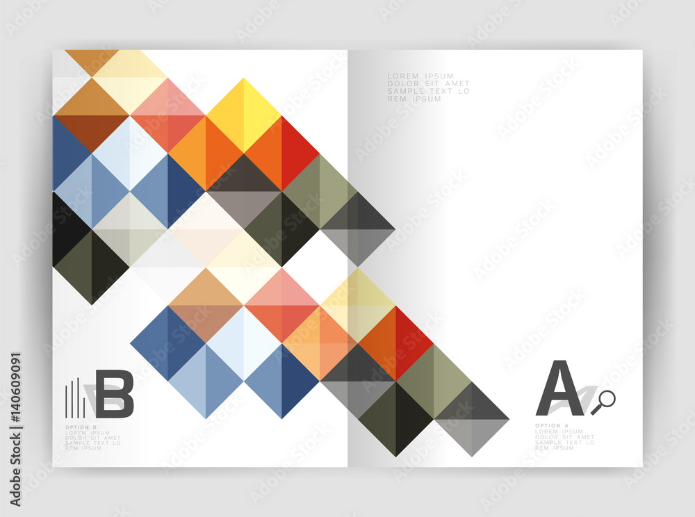 Vector square minimalistic abstract background, print template business brochure a4