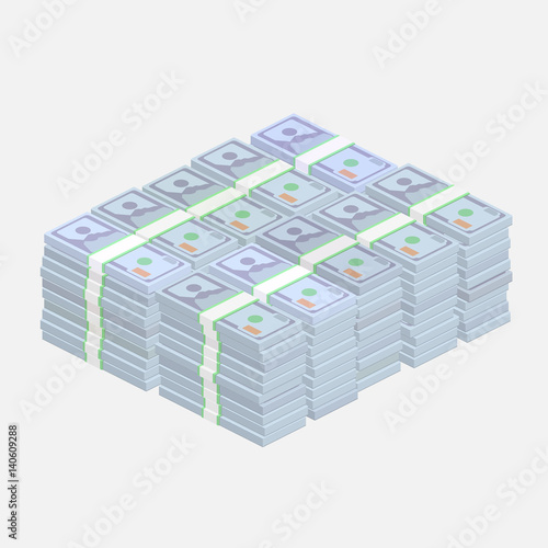 Stacks of one hundred dollar bills.