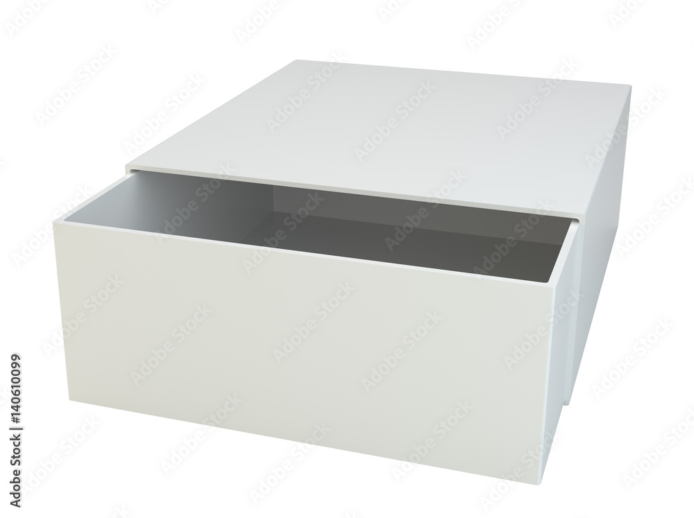 Empty open box isolated on white background. 3d rendering Empty open box isolated on white background. 3d rendering