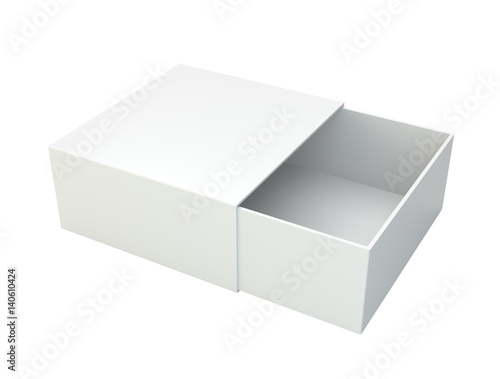 Empty open box isolated on white background. 3d rendering